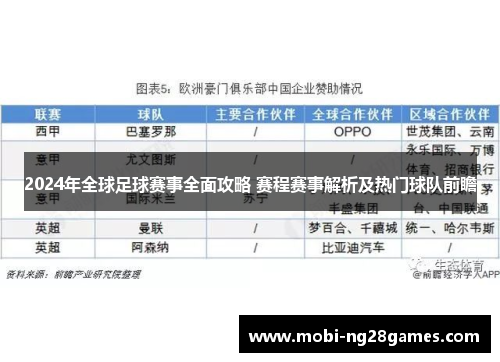2024年全球足球赛事全面攻略 赛程赛事解析及热门球队前瞻