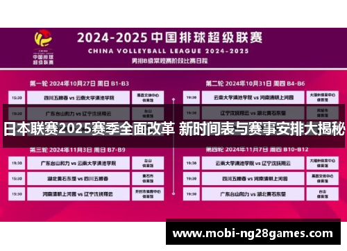 日本联赛2025赛季全面改革 新时间表与赛事安排大揭秘